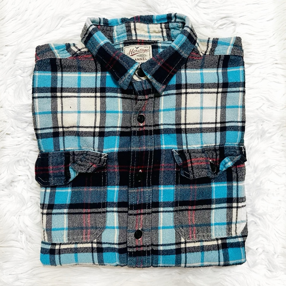 Men’s American Eagle Outfitters Blue Plaid Flannel Shirt Size L